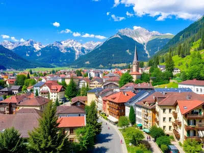 Panoramic view of Innsbruck surrounded by stunning Alps.