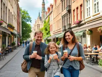 Family enjoying a day out in Ghent&rsquo;s beautiful streets.