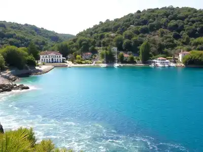 Scenic view of Mljet&rsquo;s coastline and cozy accommodation.