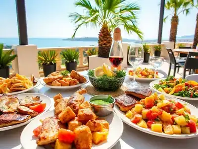 Delicious Cypriot dishes on a terrace in Paphos.