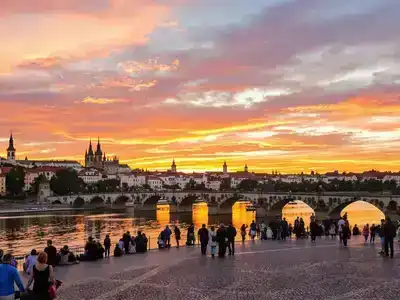 Couples and families enjoying scenic views in Prague