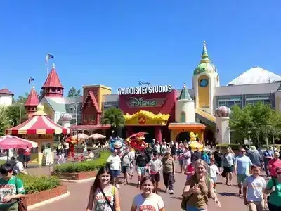 Visitors enjoying rides at Walt Disney Studios Park.