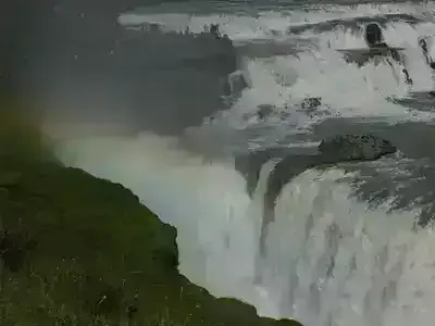 Gullfoss Falls in Iceland fronted by a rainbow
