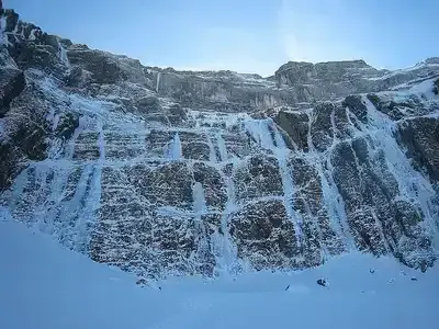 The bleak frozen Gavarnie Falls