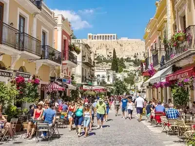 Couples and families enjoying Athens’ vibrant cultural scene.