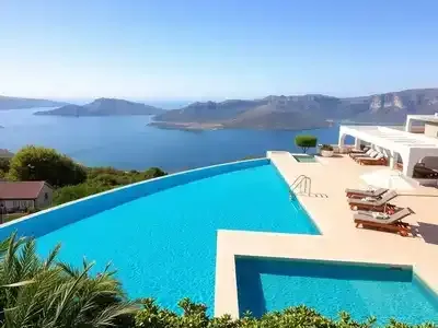 Infinity pool with sea view at Elounda Gulf Villas.