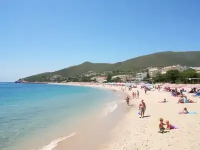 Family enjoying a beach vacation at a Greek resort.