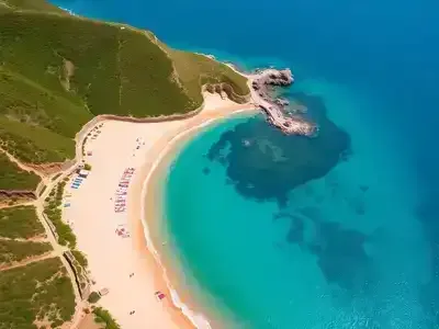 Aerial view of Calabria’s beautiful sandy beaches and coastline.