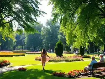 Lush park in Milan with families and couples enjoying nature.