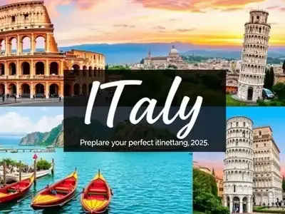 Collage of Italy&rsquo;s famous landmarks and scenic views.