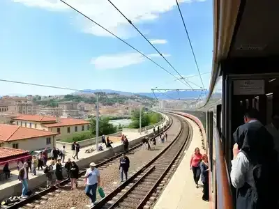 Travelers at a busy Italian train station.