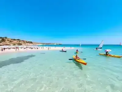Beautiful beach in Salento with water sports activities.