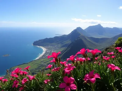 Scenic view of Madeira's mountains and coastline.