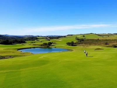  Beautiful golf course in Portugal with vibrant scenery.
