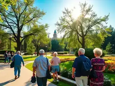 Elderly enjoying a sunny day in Izmir park.