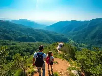 Couple hiking on a scenic trail in Turkey.